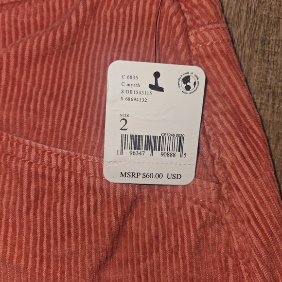 NWT FREE PEOPLE Corduroy myrrh pale rust mini skirt, Size 2 - Picture 8 of 9